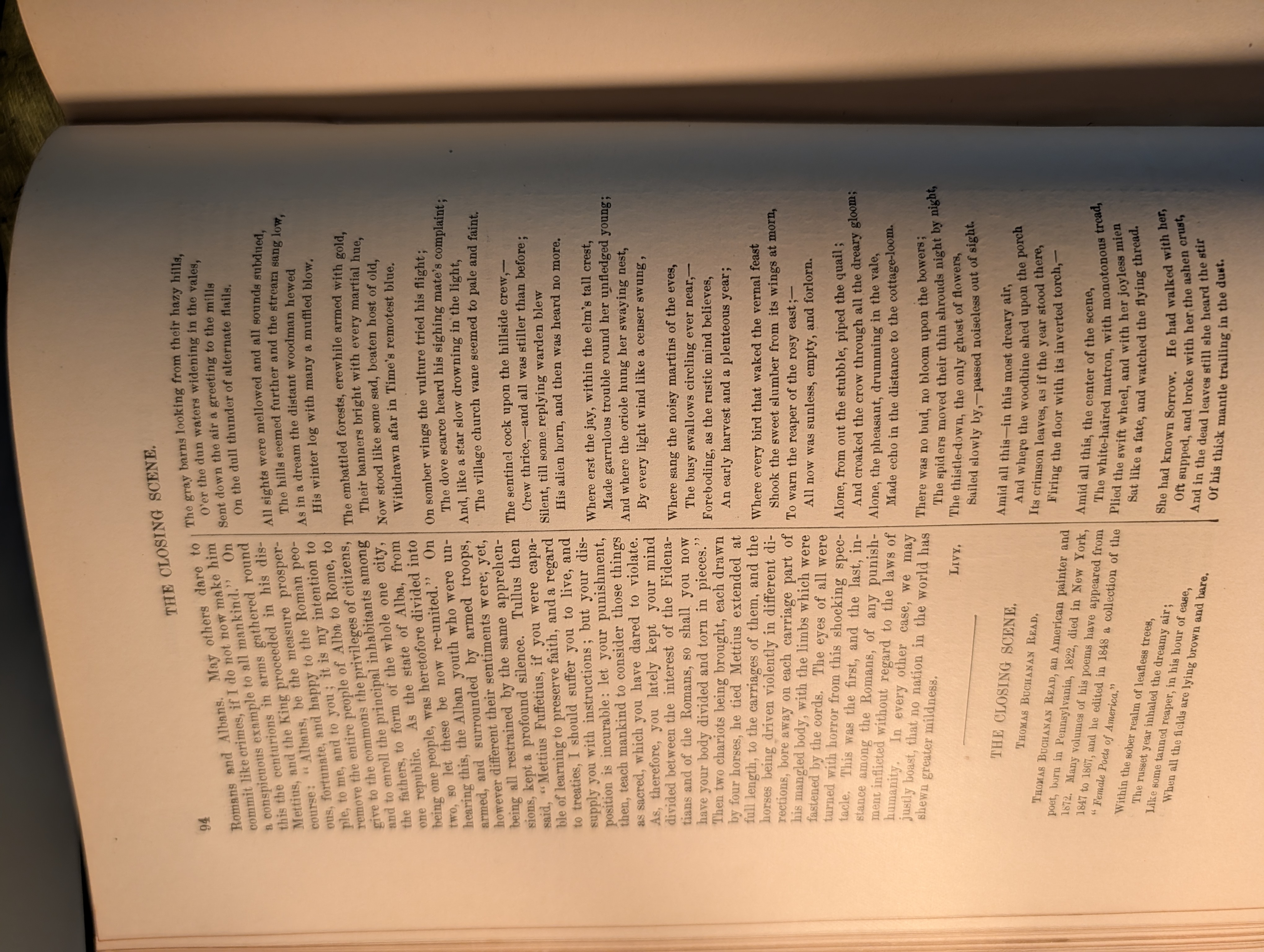 Page 94 with prose and poetry titled 'The Closing Scene'