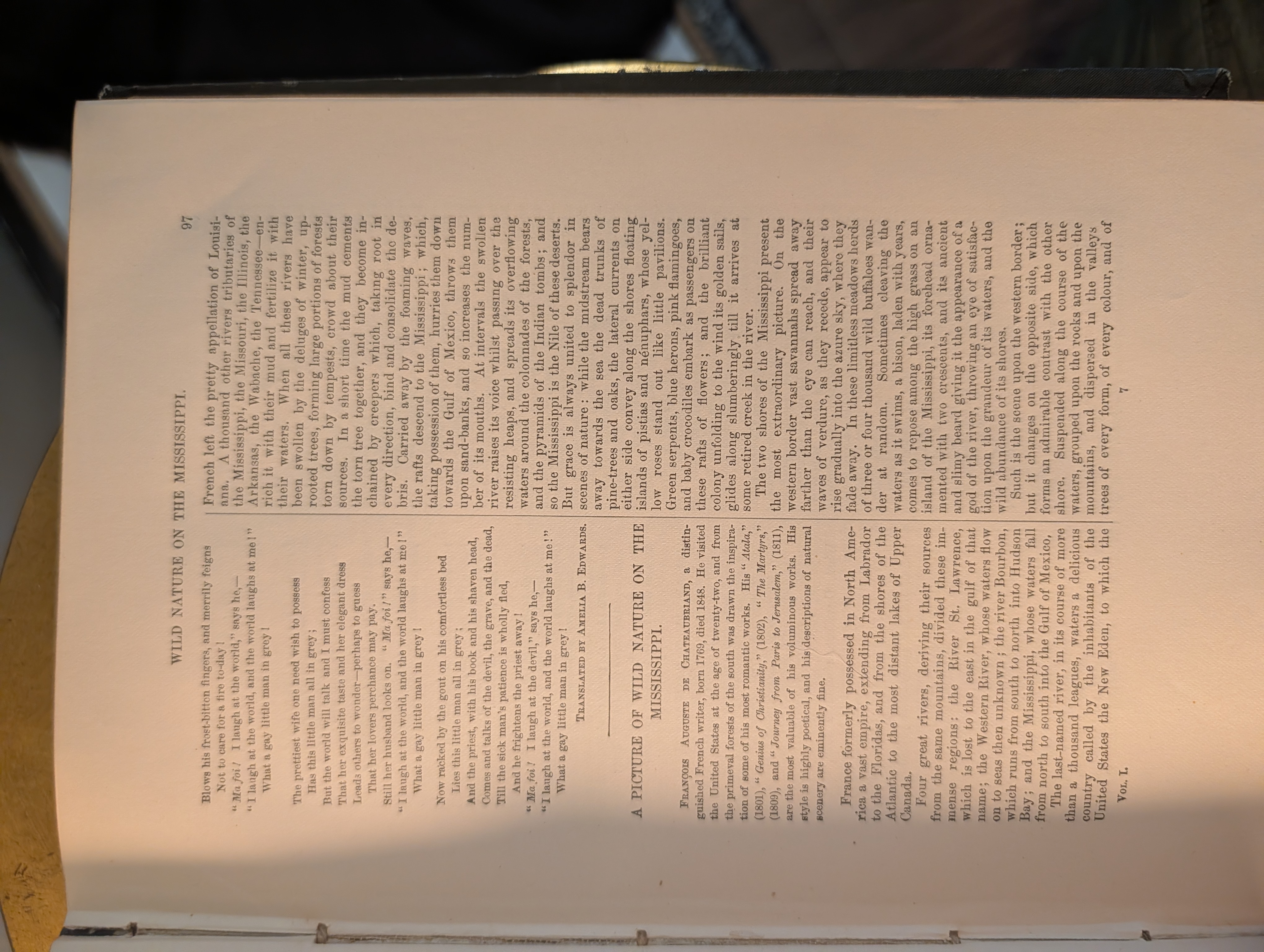 Wild Nature on the Mississippi, prose and poem content