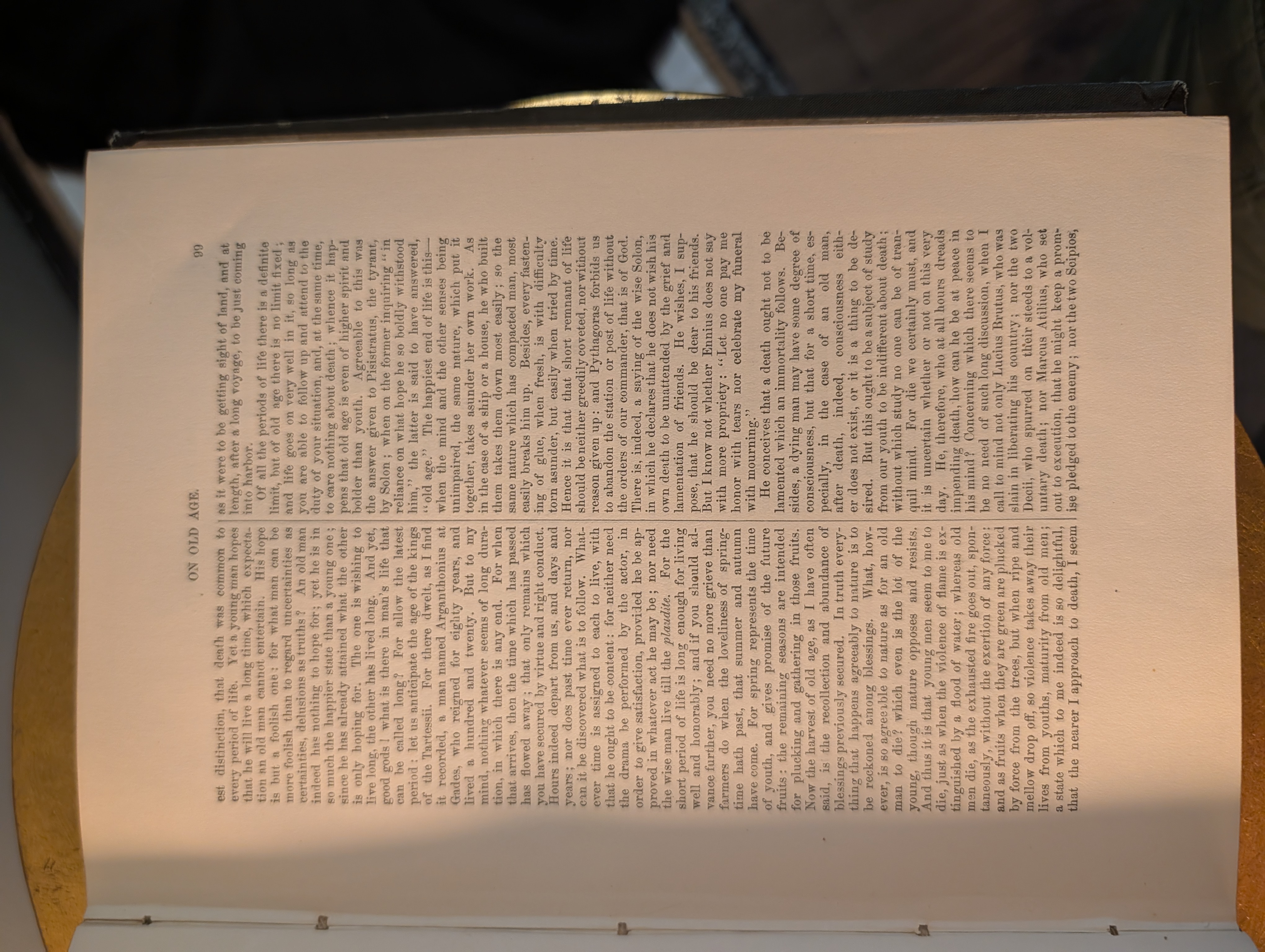 Essay on Old Age, prose text two columns