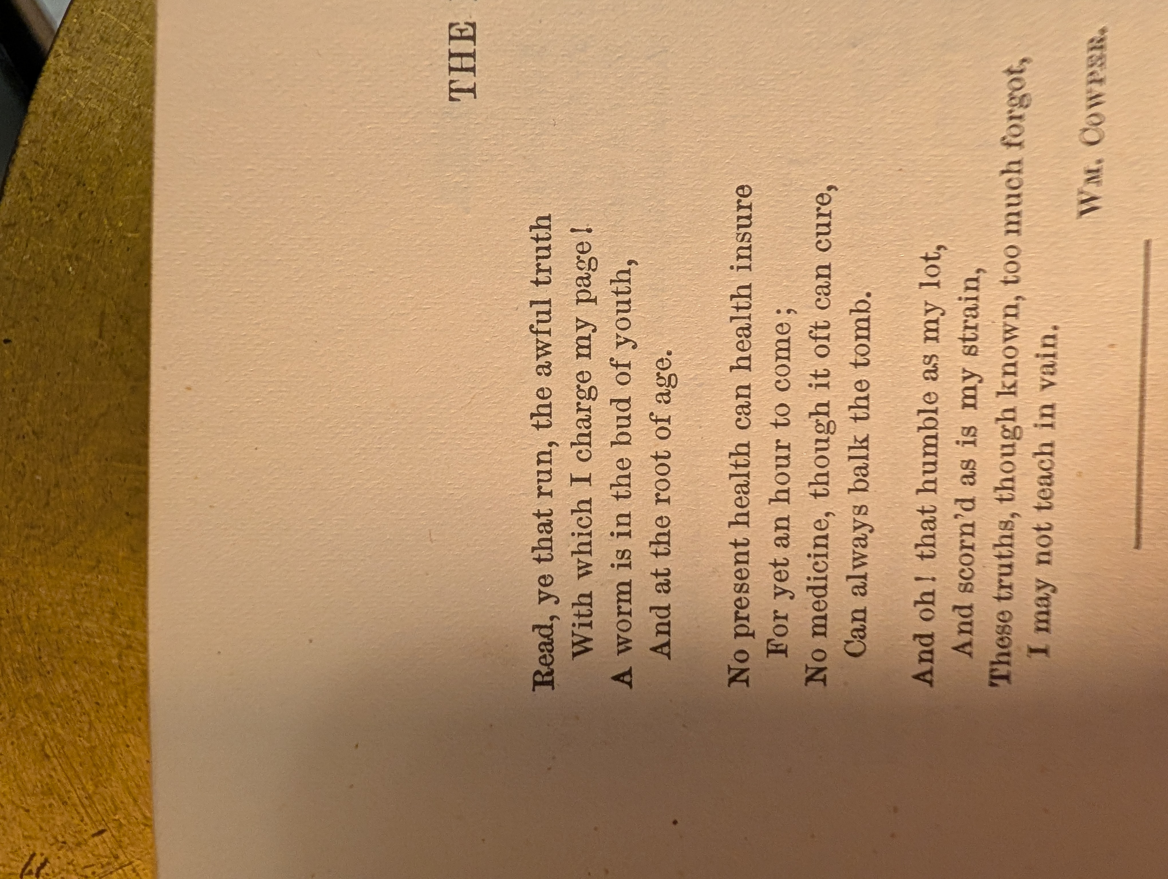 Poetry excerpt attributed to Wm. Cowper